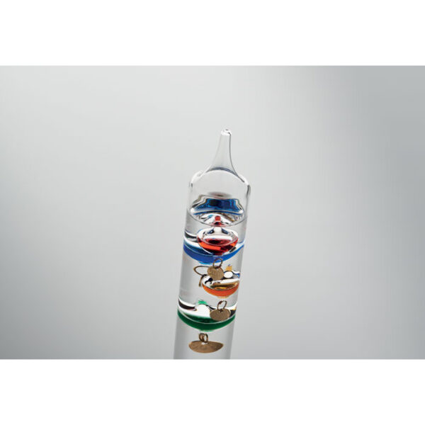 Galileo thermometer van glas met vijf gekleurde drijvende bollen - Afbeelding 7