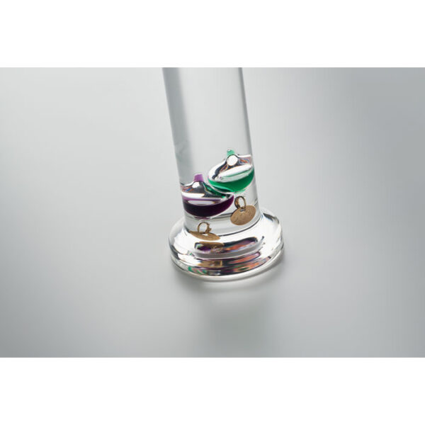 Galileo thermometer van glas met vijf gekleurde drijvende bollen - Afbeelding 6